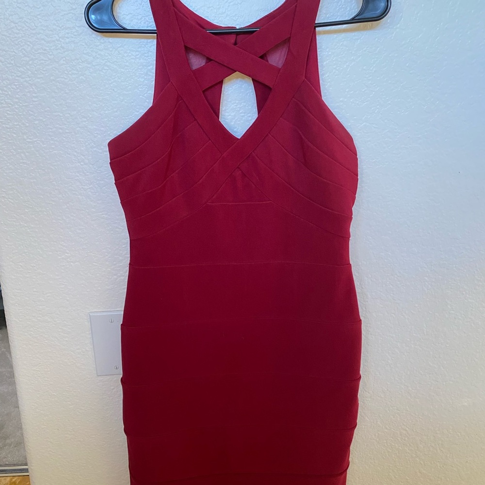 Windsor Chic Red Crisscross Mini Dress